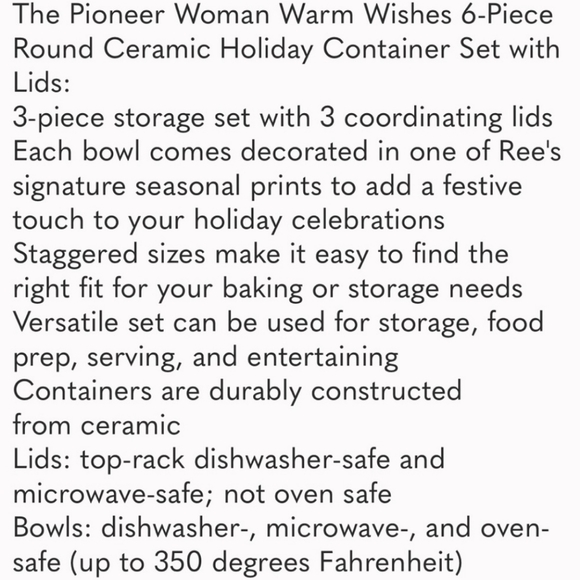 New Pioneer Woman Wishful Winter Holiday Nesting Bowl Set - Picture 6 of 7